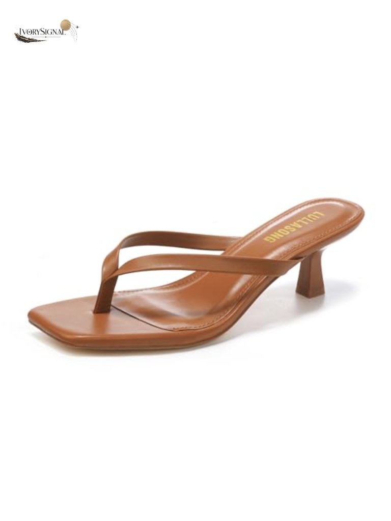 Kitten Heels Sandals Square Open Toe Flip Flop Heels 2 Inch Heeled Sandals